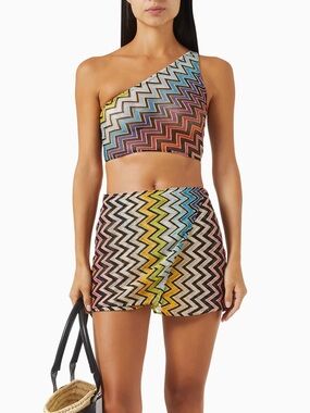 Missoni zig zag one shoulder cropped top